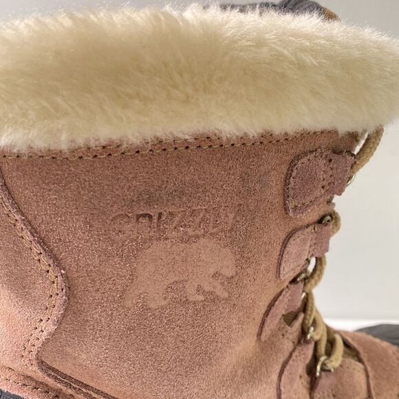 Grizzly Aspen Thinsulate Suede Lace-Up Winter Snow Boot Faux Fur Stock #657080 - Picture 3 of 16